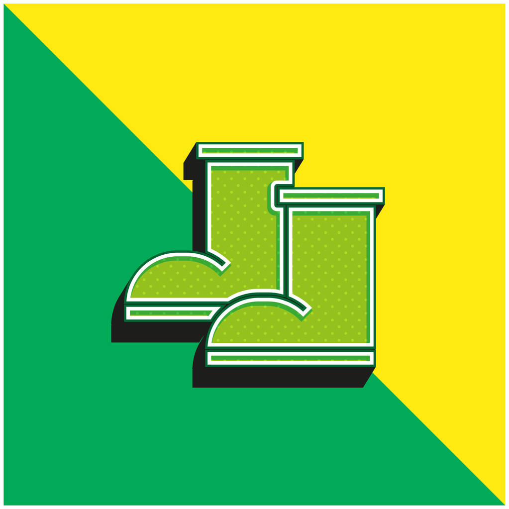 Csizma Zöld és sárga modern 3D vektor ikon logó - Vektor, kép