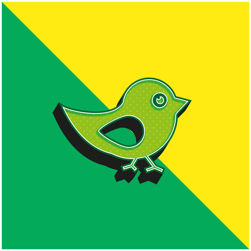 Bird Of Black And White Feathers Green and yellow modern 3d vector icon logo - Vector, Image