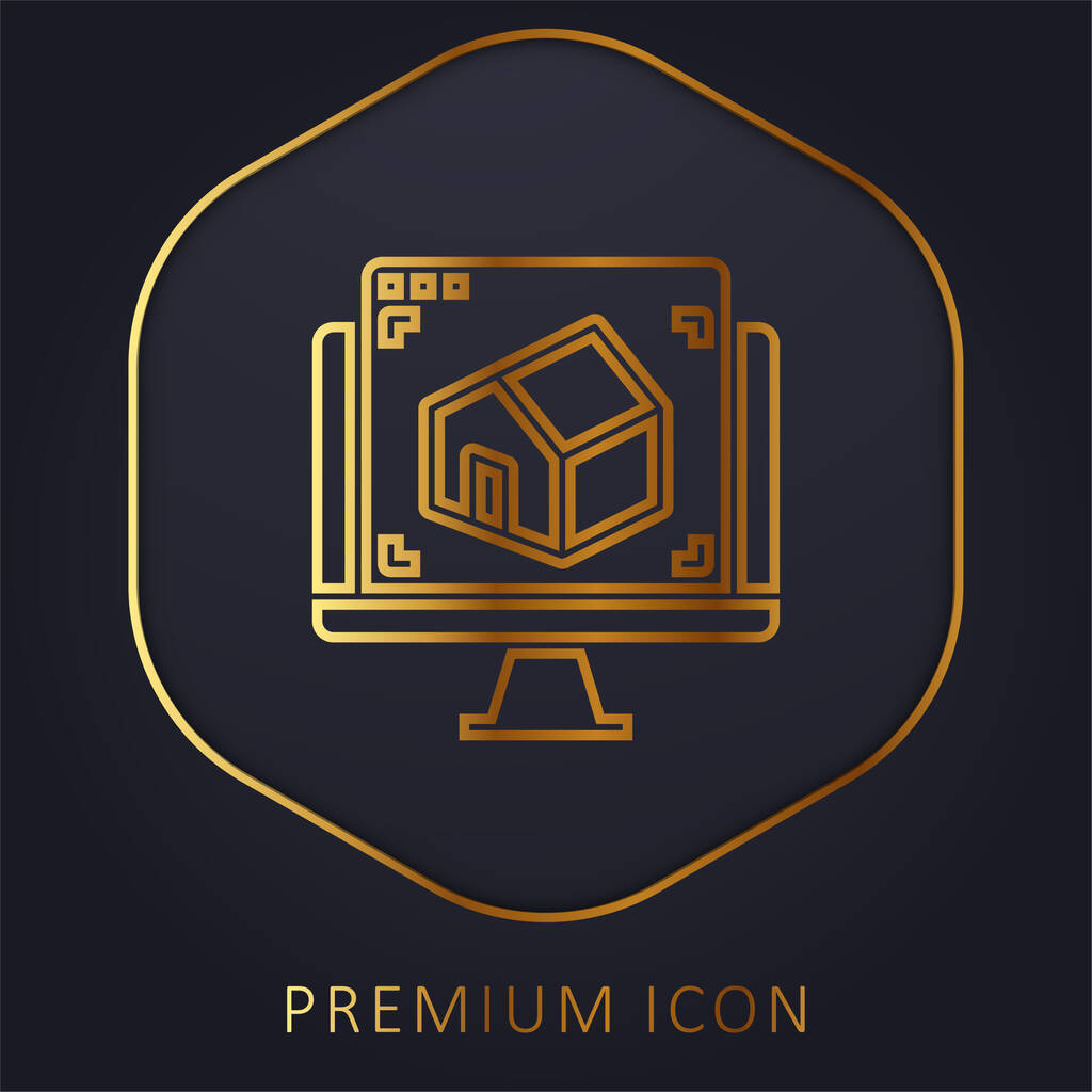 3D arany vonal prémium logó vagy ikon - Vektor, kép
