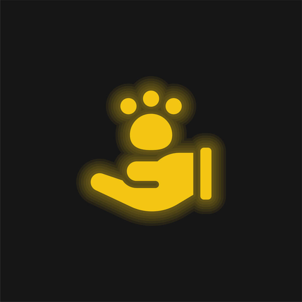 動物の黄色の輝くネオンアイコン - ベクター画像