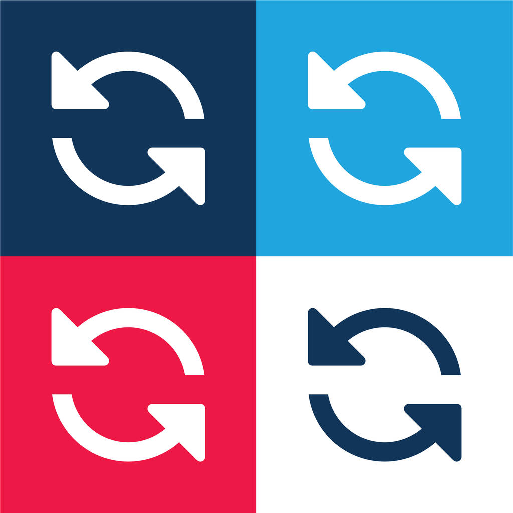 Flèches Couple dans le sens contraire des aiguilles d'une montre Symbole rotatif bleu et rouge quatre couleurs minimum jeu d'icônes - Vecteur, image