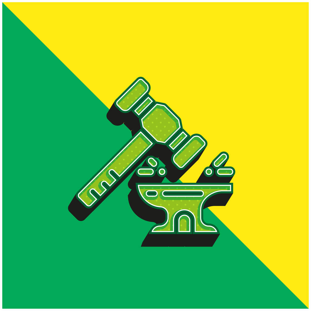 Blacksmith Green and yellow modern 3d vector icon logo - Vector, Image