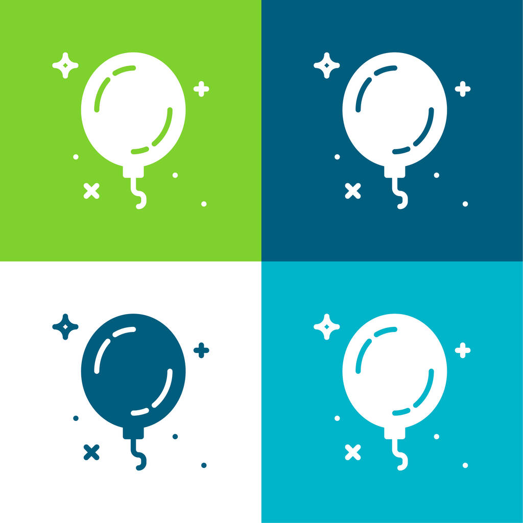 Ballon plat quatre couleurs minimum jeu d'icônes - Vecteur, image