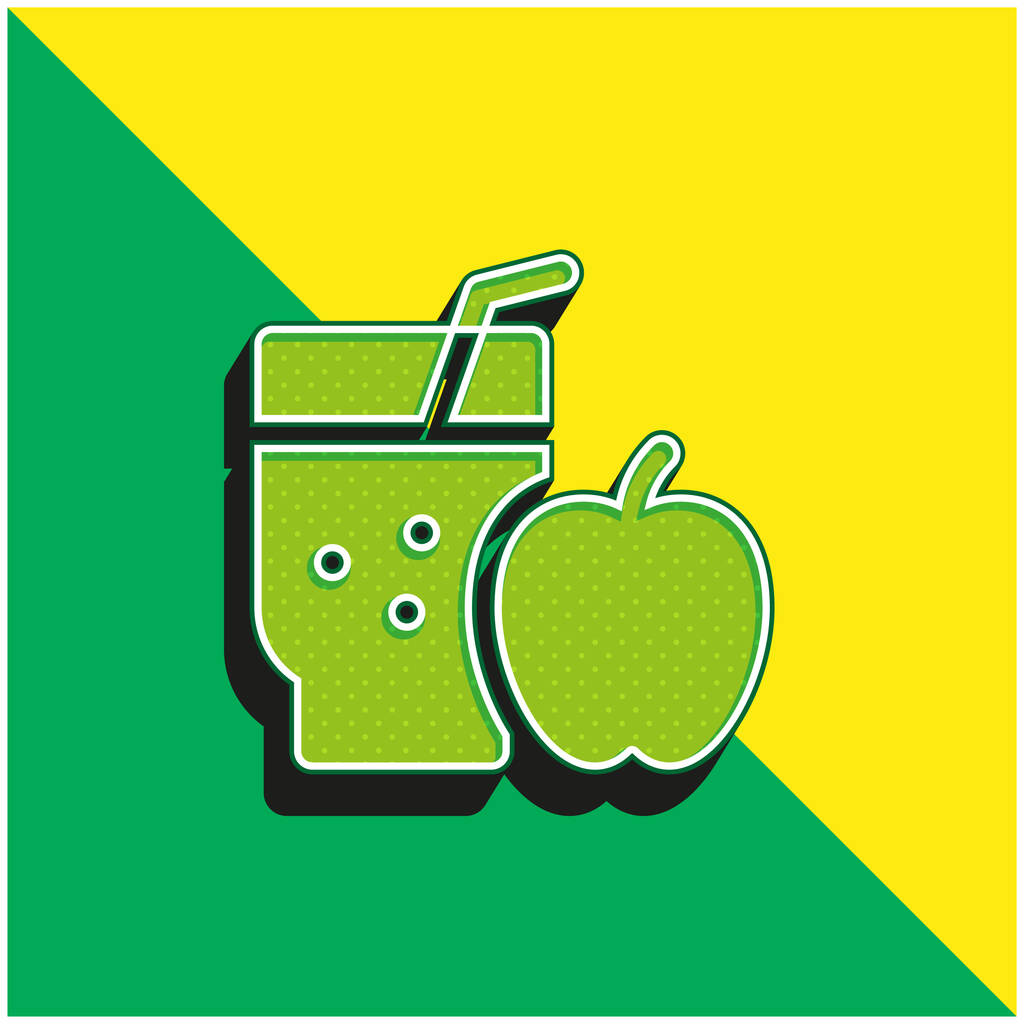 Succo di mela verde e giallo moderno logo icona vettoriale 3d - Vettoriali, immagini