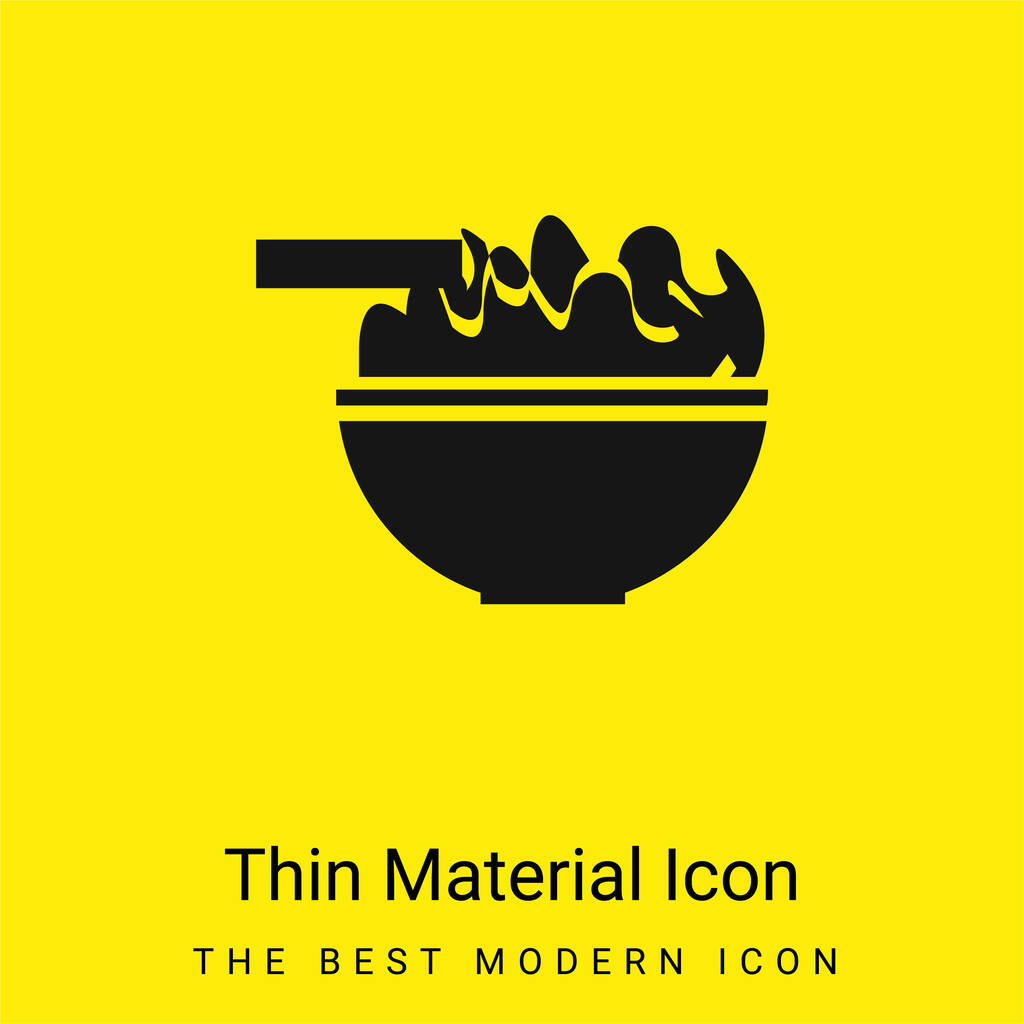 Bol avec nourriture chinoise icône matérielle jaune vif minimale - Vecteur, image