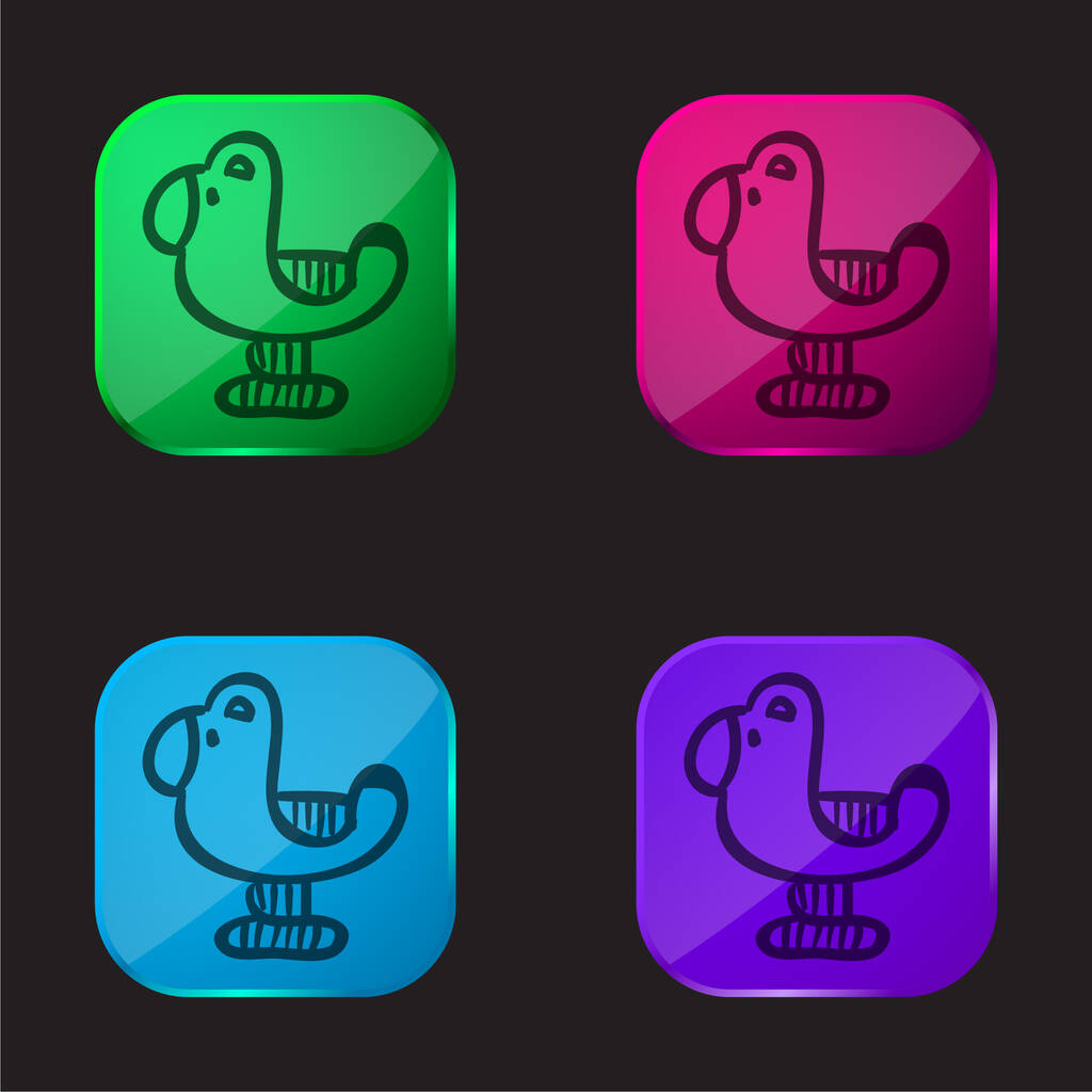 Ptak Zabawka Cztery Kolor szklany przycisk ikona - Wektor, obraz