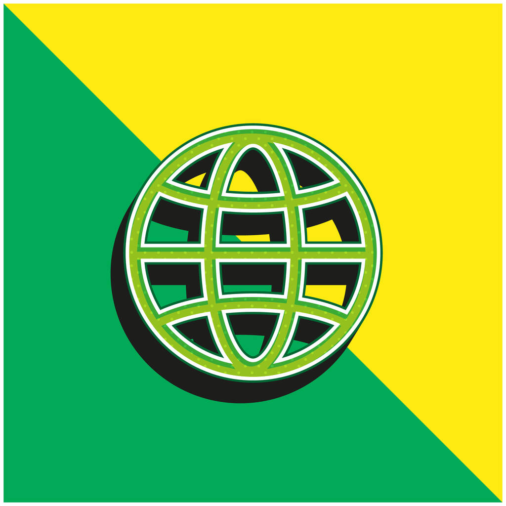 Big Globe Logo icona vettoriale 3d moderna verde e gialla - Vettoriali, immagini