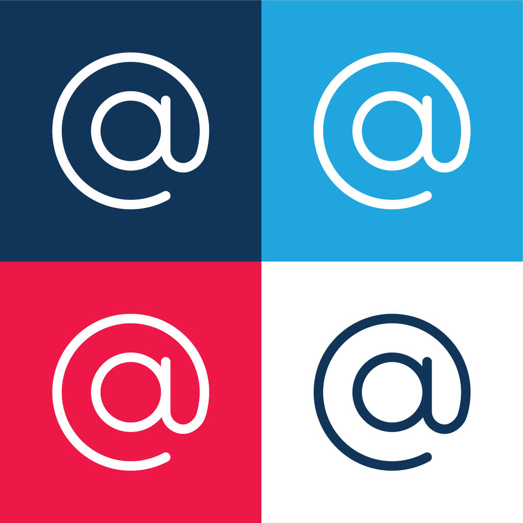Kék és piros négy szín minimális ikon készlet - Vektor, kép