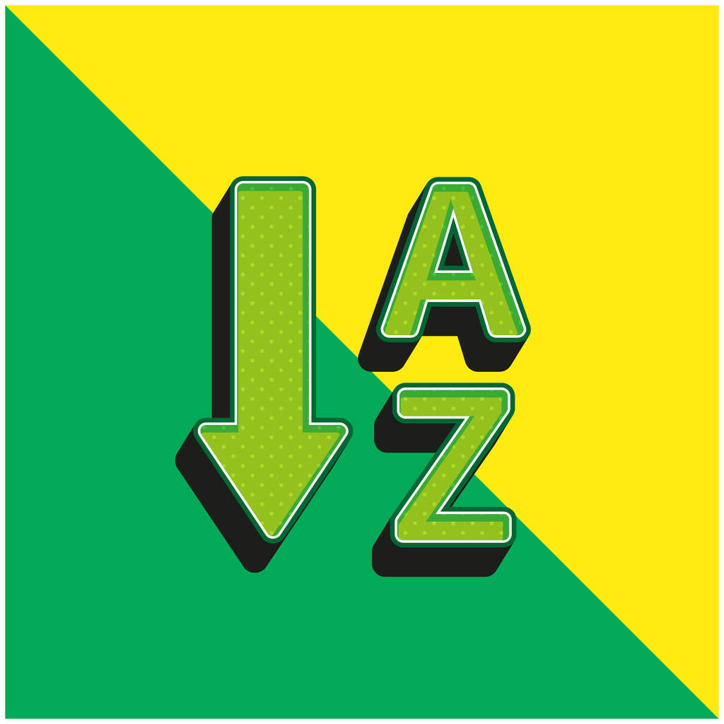 Orden alfabético verde y amarillo moderno vector 3d icono logotipo - Vector, imagen