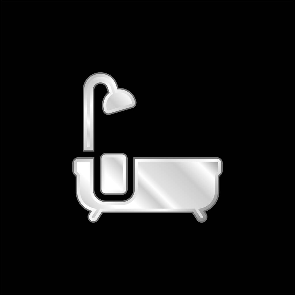 Bañera plateado icono metálico - Vector, Imagen