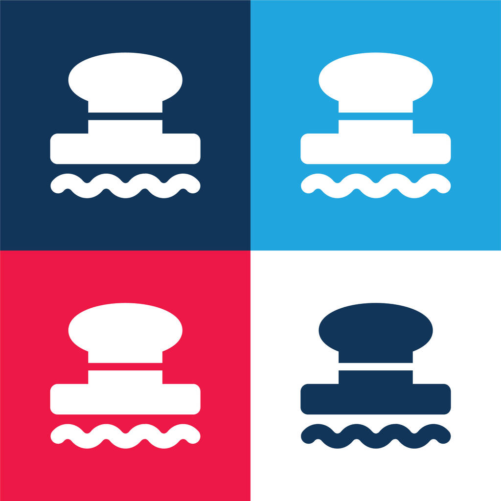 Bolardo azul y rojo conjunto de iconos mínimo de cuatro colores - Vector, imagen