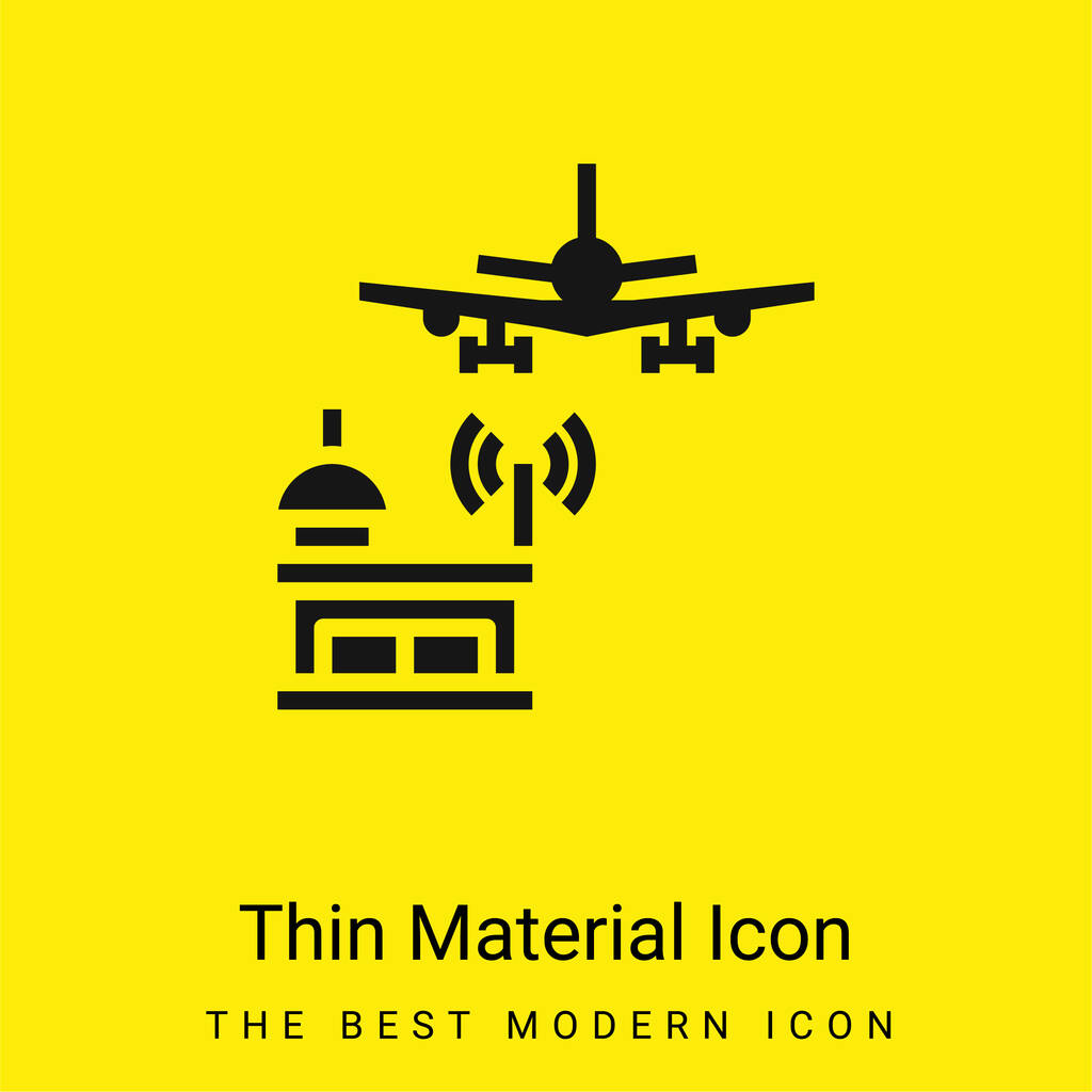 Airport Tower icona minimale materiale giallo brillante - Vettoriali, immagini