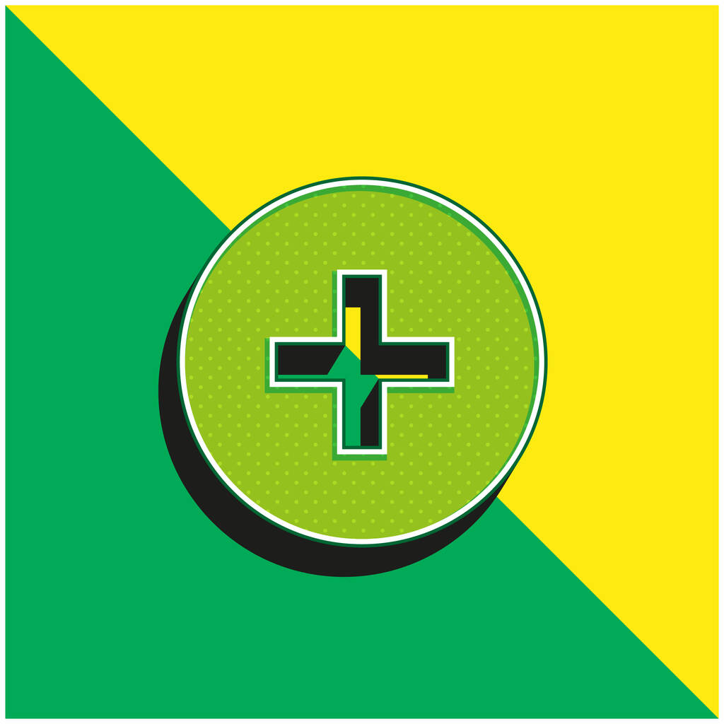 Aggiungere pulsante verde e giallo moderno 3d vettoriale icona logo - Vettoriali, immagini