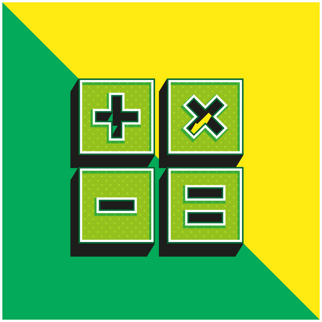 Añadir verde y amarillo moderno 3d vector icono logo - Vector, Imagen