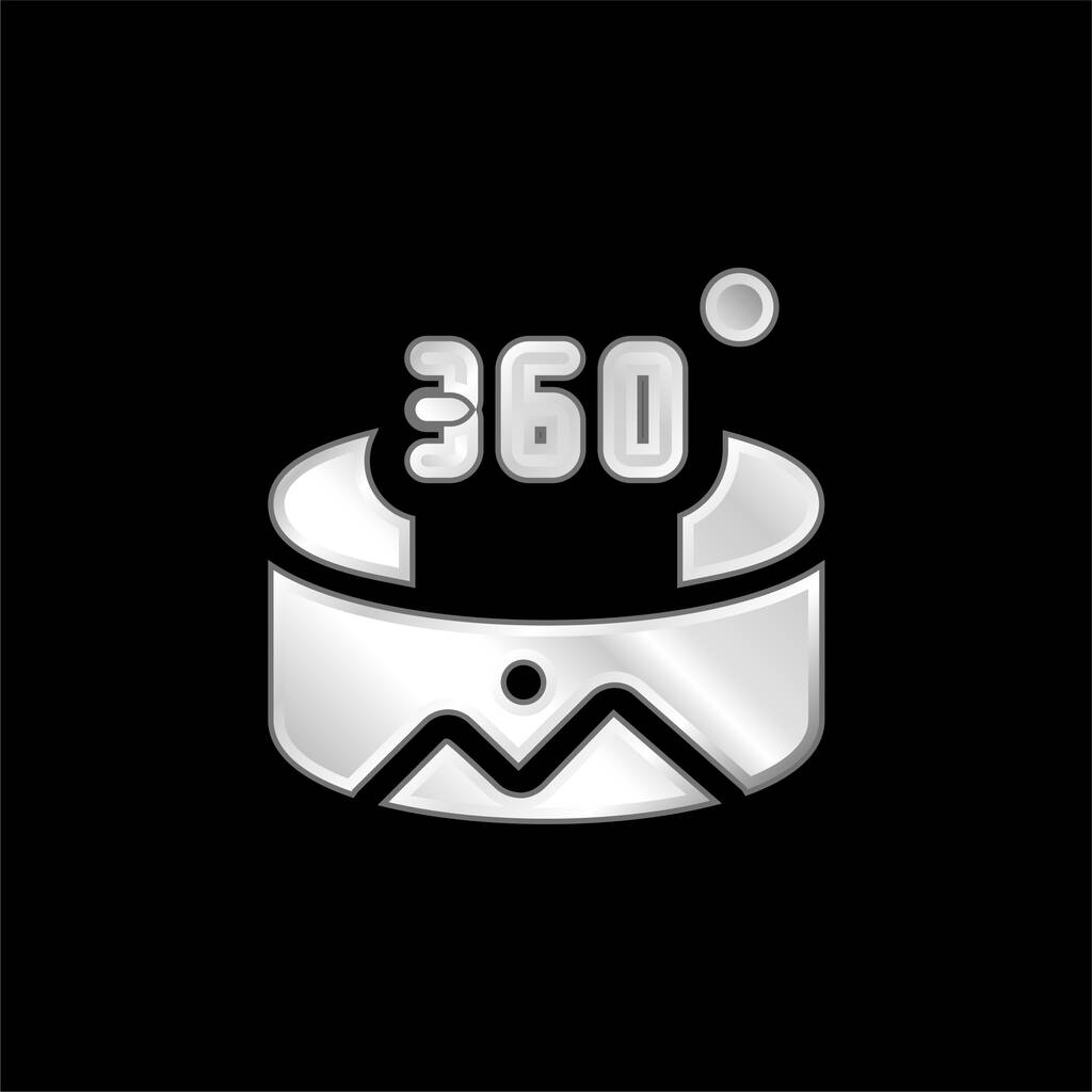 360 Stopień posrebrzana ikona metaliczna - Wektor, obraz