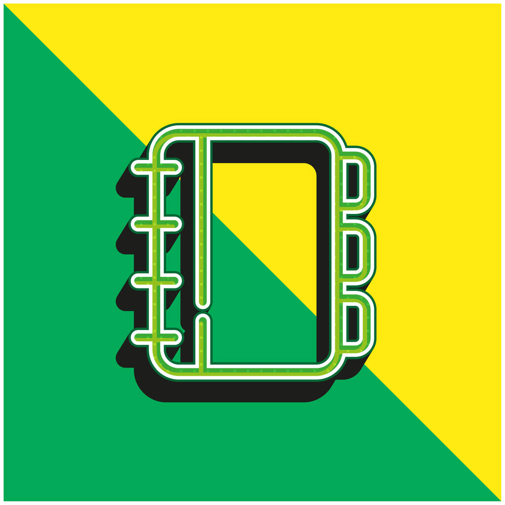 Книга назначений Зеленый и желтый современный 3d логотип векторной иконы - Вектор,изображение