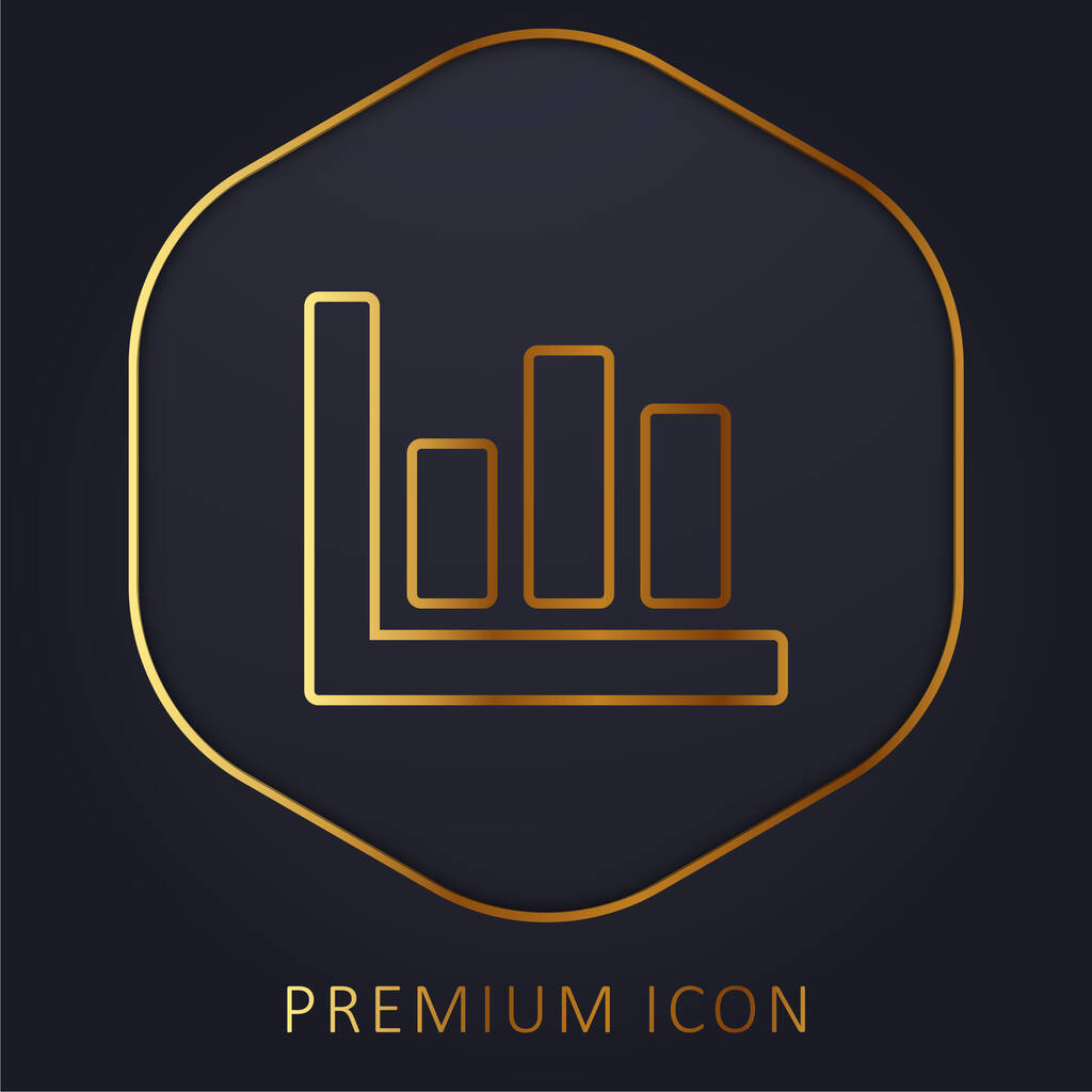 Bar Chart arany vonal prémium logó vagy ikon - Vektor, kép