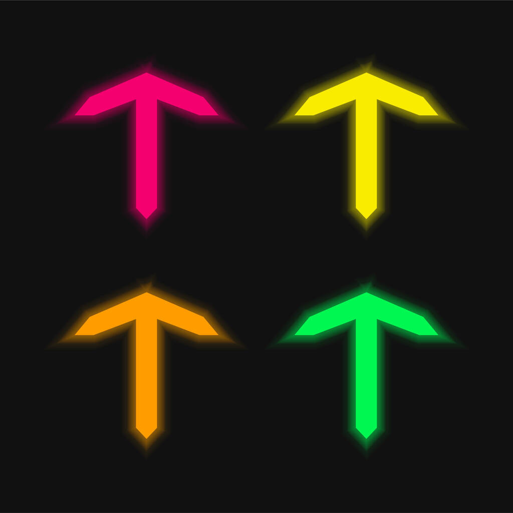 Човен Якір чотири кольори світиться неоновий вектор значок
 - Вектор, зображення