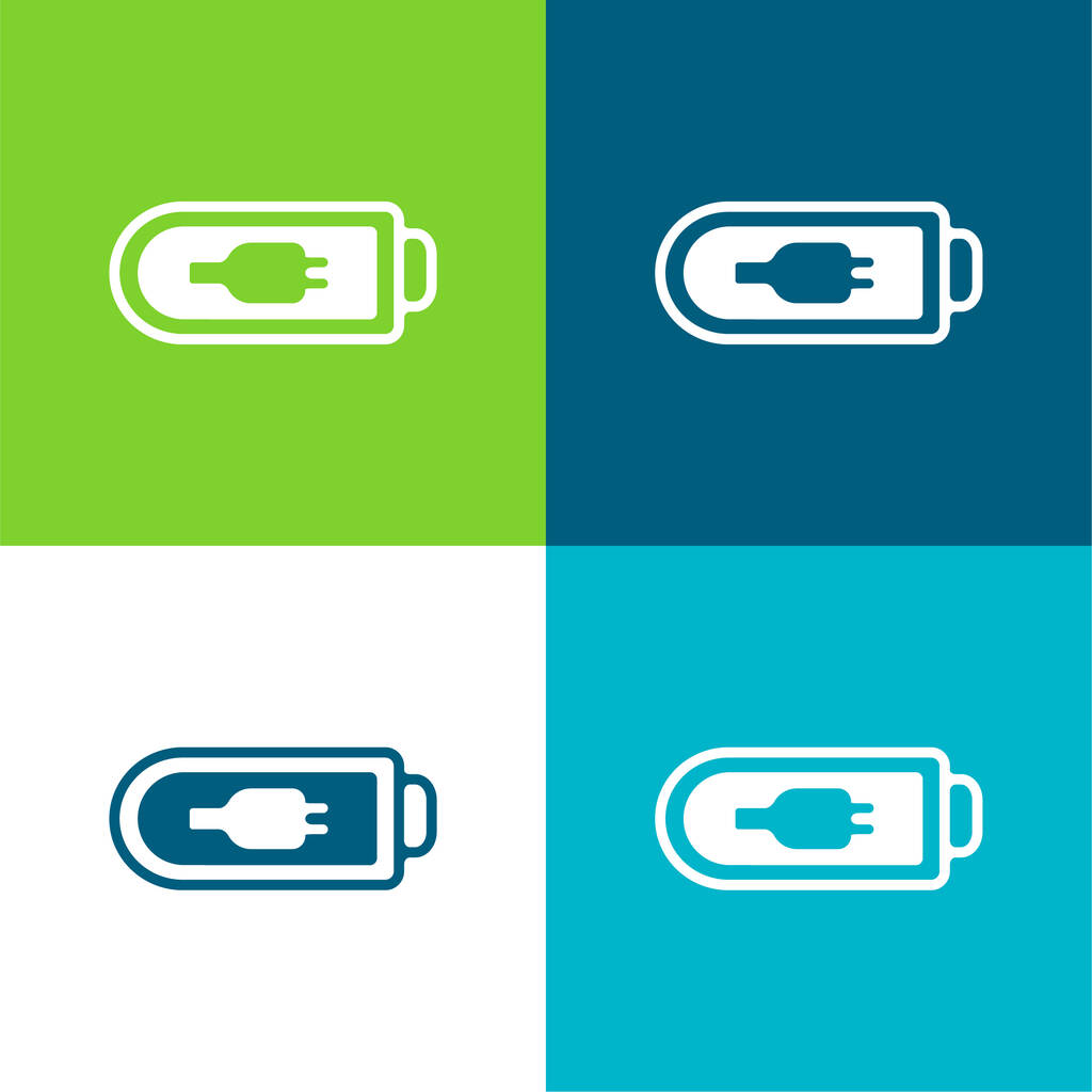 Akkumulátor üres szimbólum Lapos négy szín minimális ikon készlet - Vektor, kép