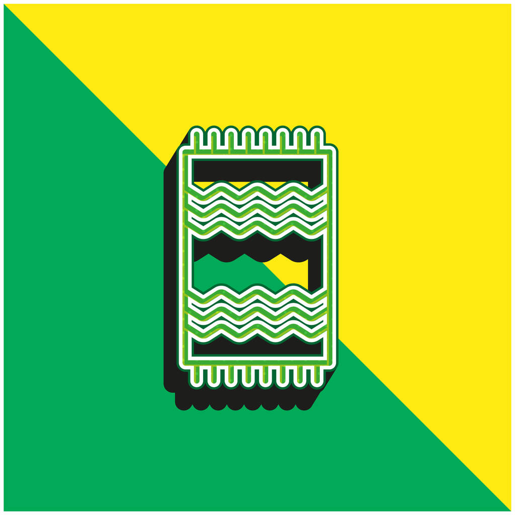 Toalha de praia Verde e amarelo moderno logotipo vetor 3d ícone - Vetor, Imagem