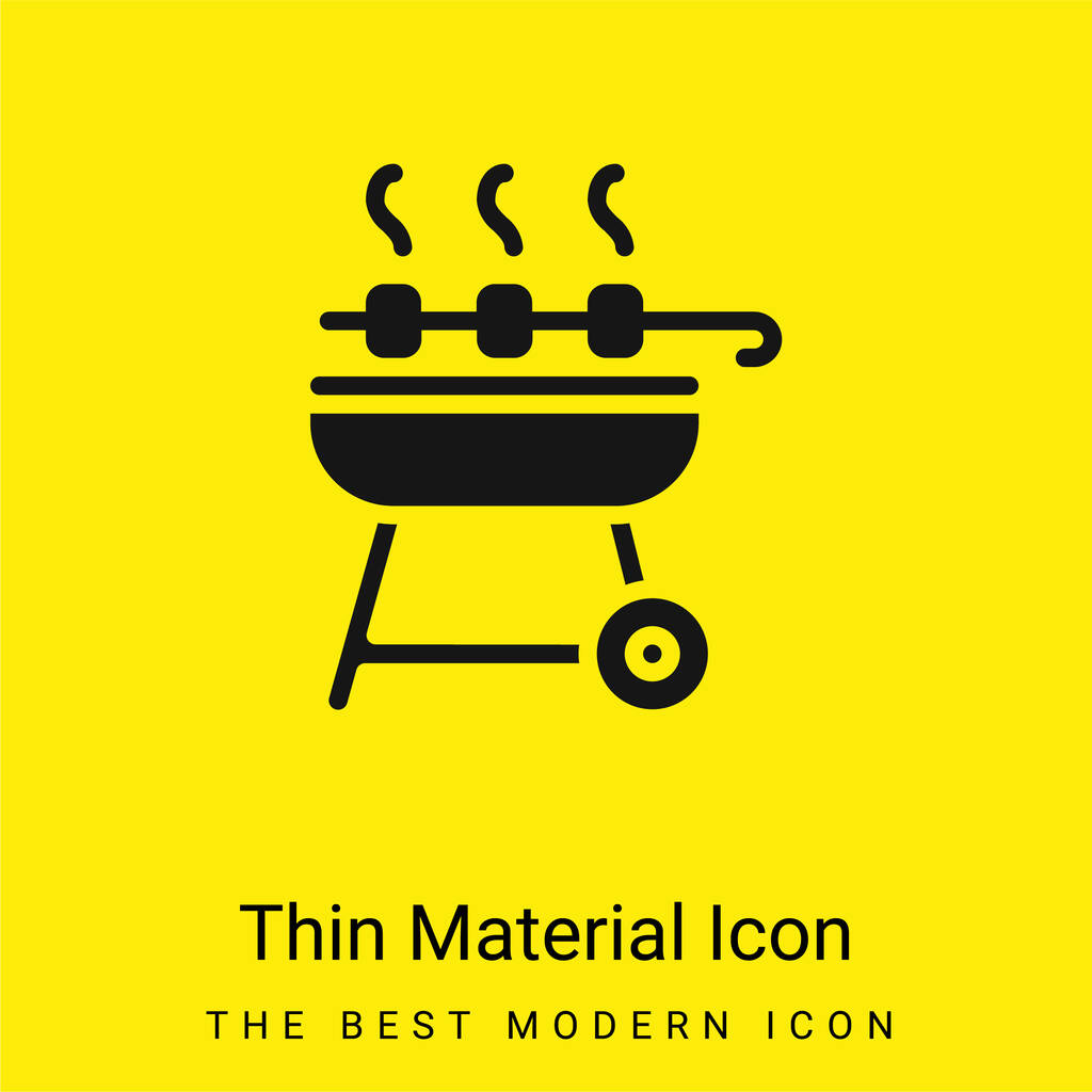 Barbeque minimal bright yellow material icon - Vector, Image