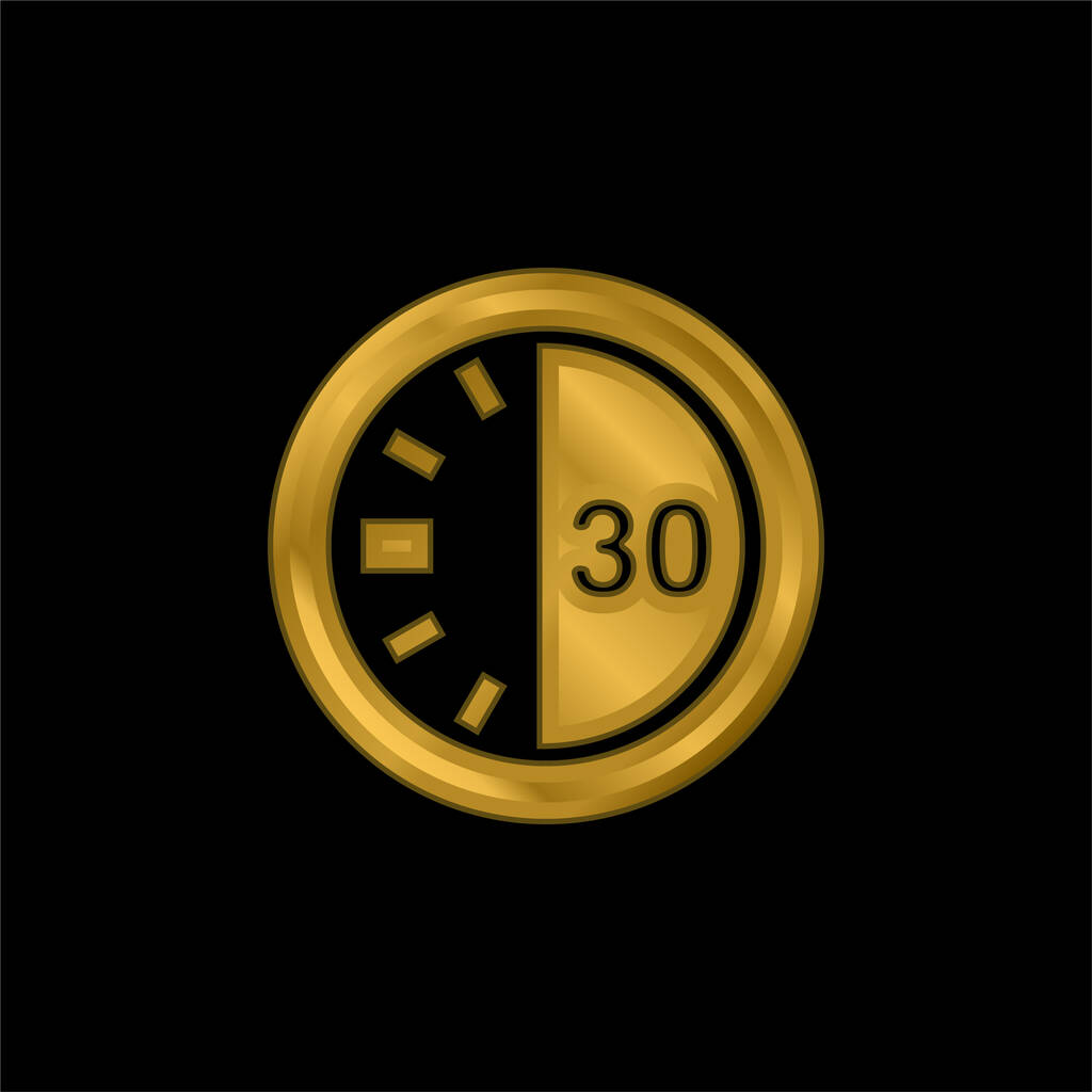 30 Segundos em um temporizador banhado a ouro ícone metálico ou vetor logotipo - Vetor, Imagem