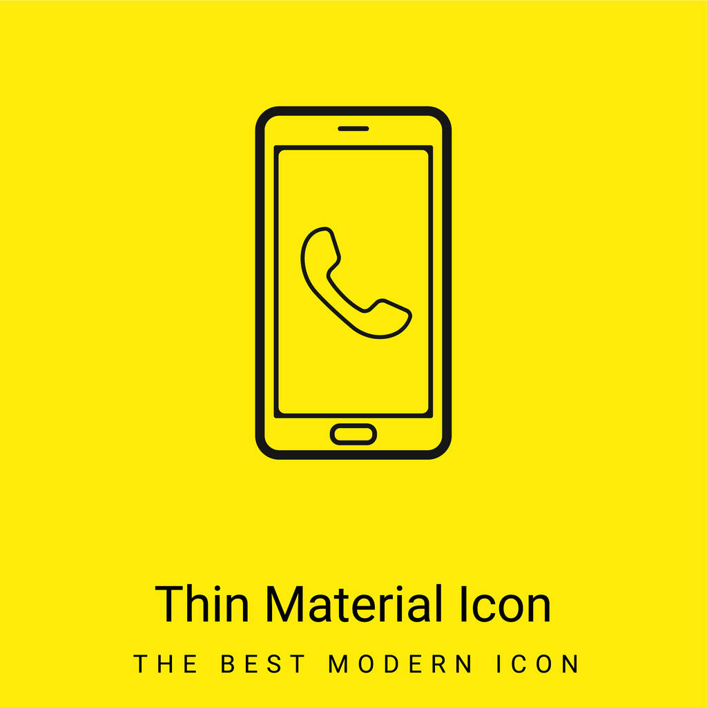 Auricular en la pantalla del teléfono icono de material amarillo brillante mínimo - Vector, imagen