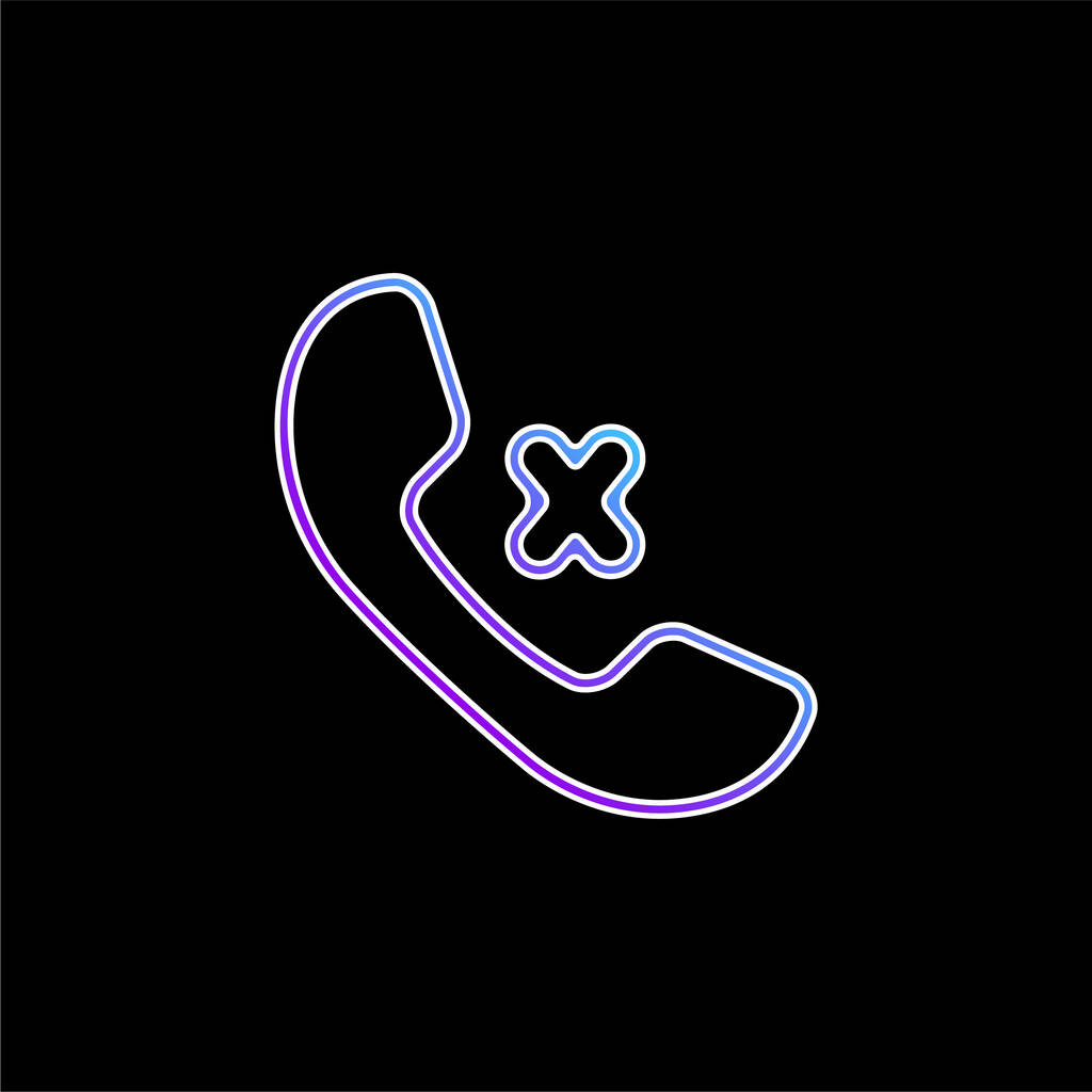 Auricular Of Phone And Cross Sign Outlines blue gradient vector icon - Vector, Image