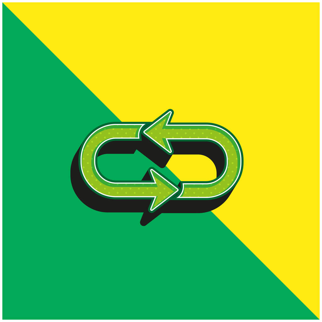 стрелка петля зеленый и желтый современный 3D логотип вектор значок - Вектор,изображение