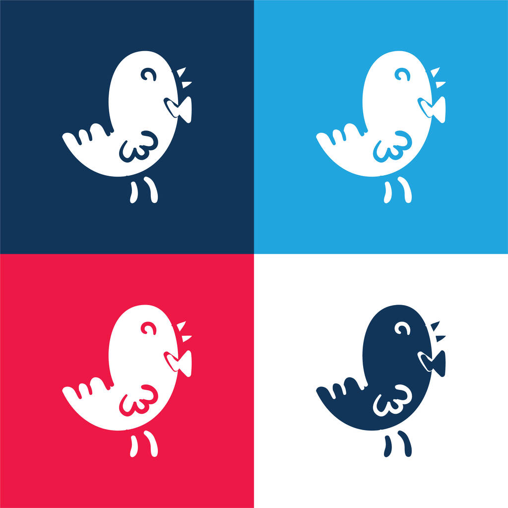 Птах синій і червоний чотири кольори мінімальний набір піктограм
 - Вектор, зображення