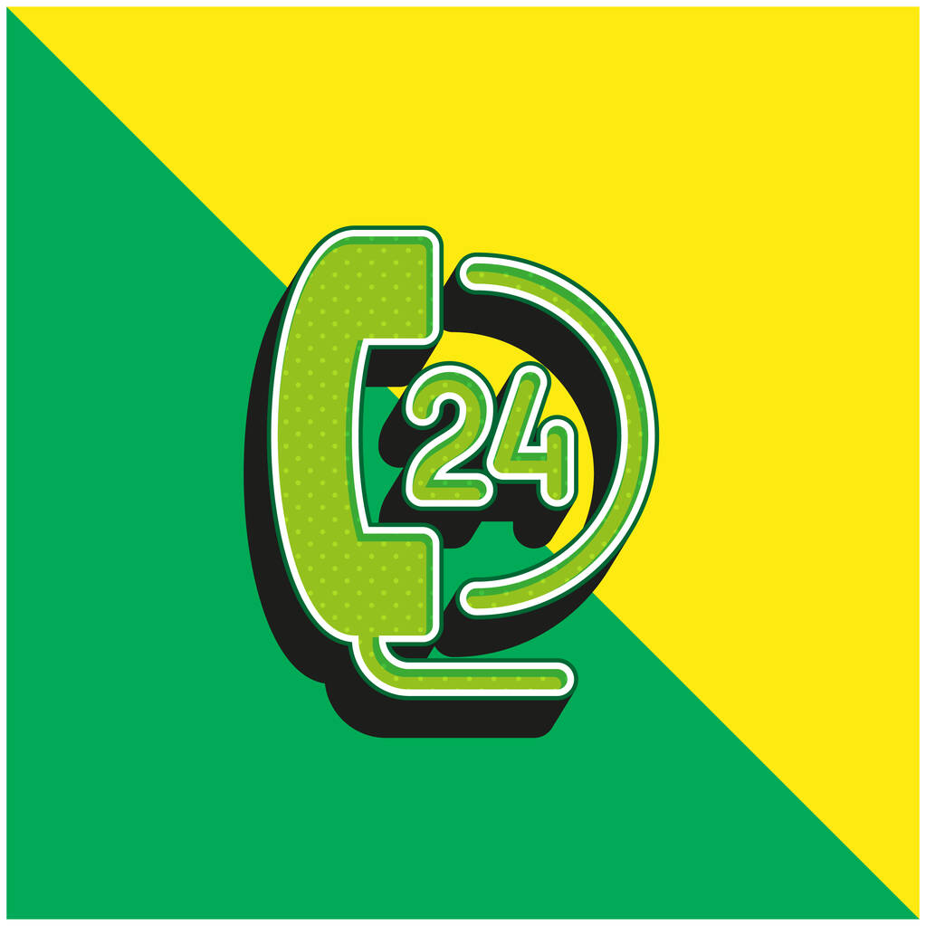 24 Hours Green and yellow modern 3d vector icon logo - Vector, Image