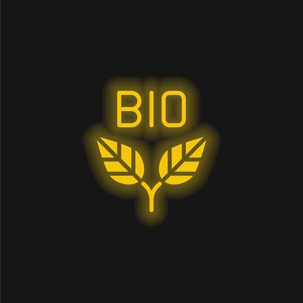 Bio žlutá zářící neonová ikona - Vektor, obrázek