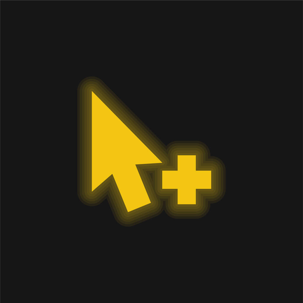 Přidat žlutou zářící ikonu kurzoru - Vektor, obrázek