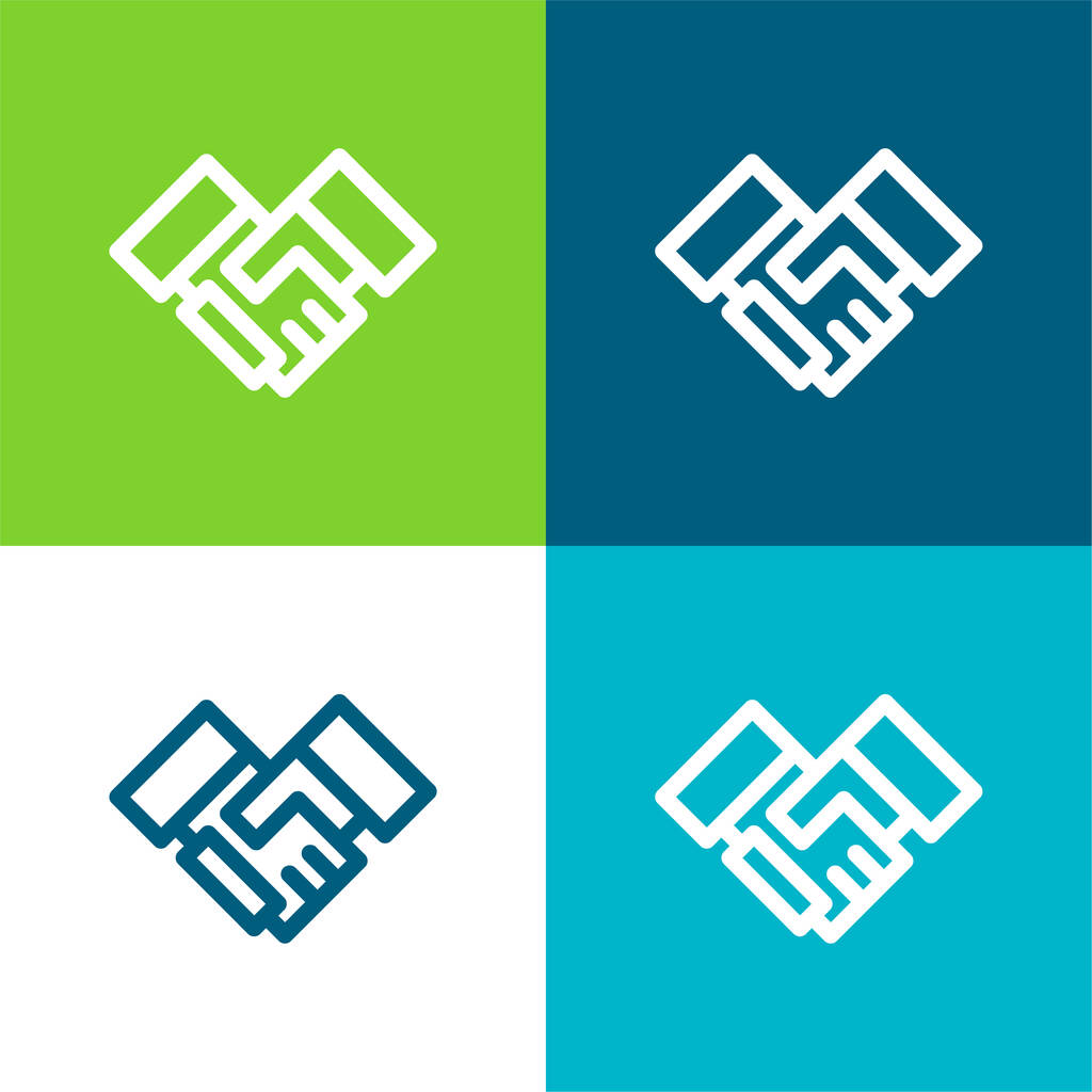 Acuerdo Plano de cuatro colores mínimo icono conjunto - Vector, imagen