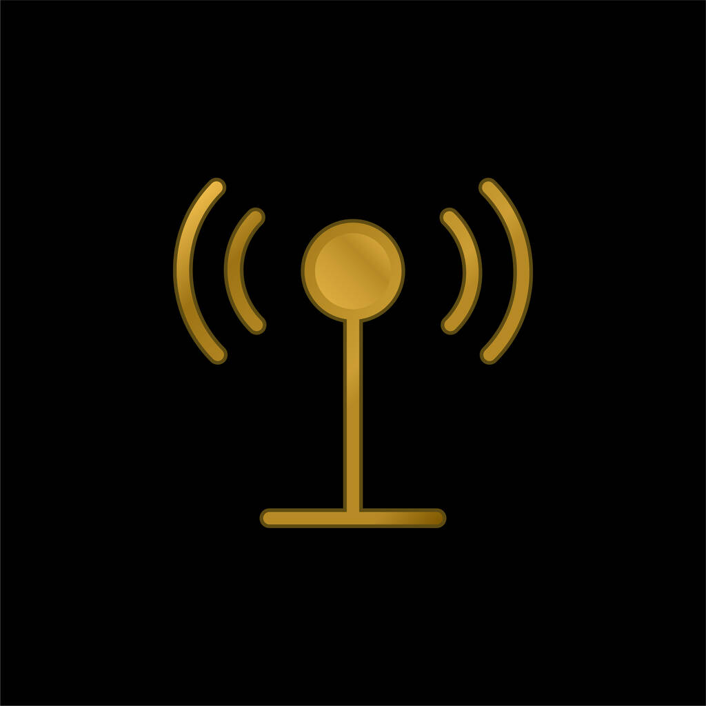 Antena chapado en oro icono metálico o logo vector - Vector, imagen