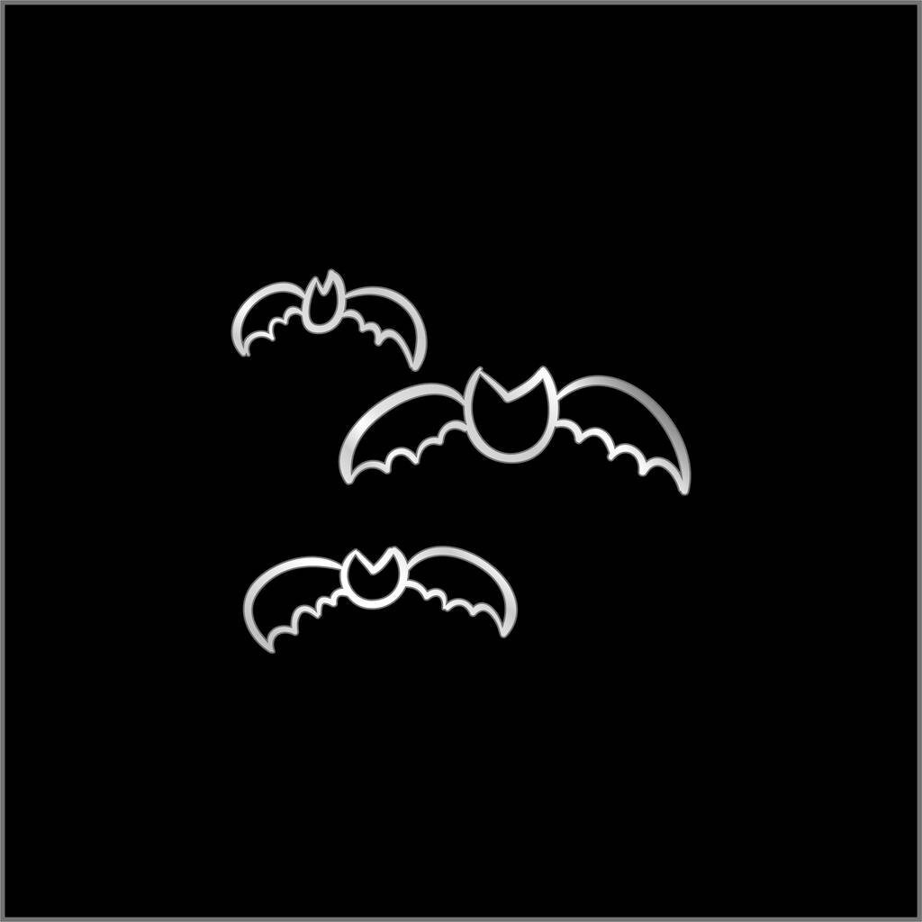 Grupo de murciélagos Esquema plateado icono metálico - Vector, imagen