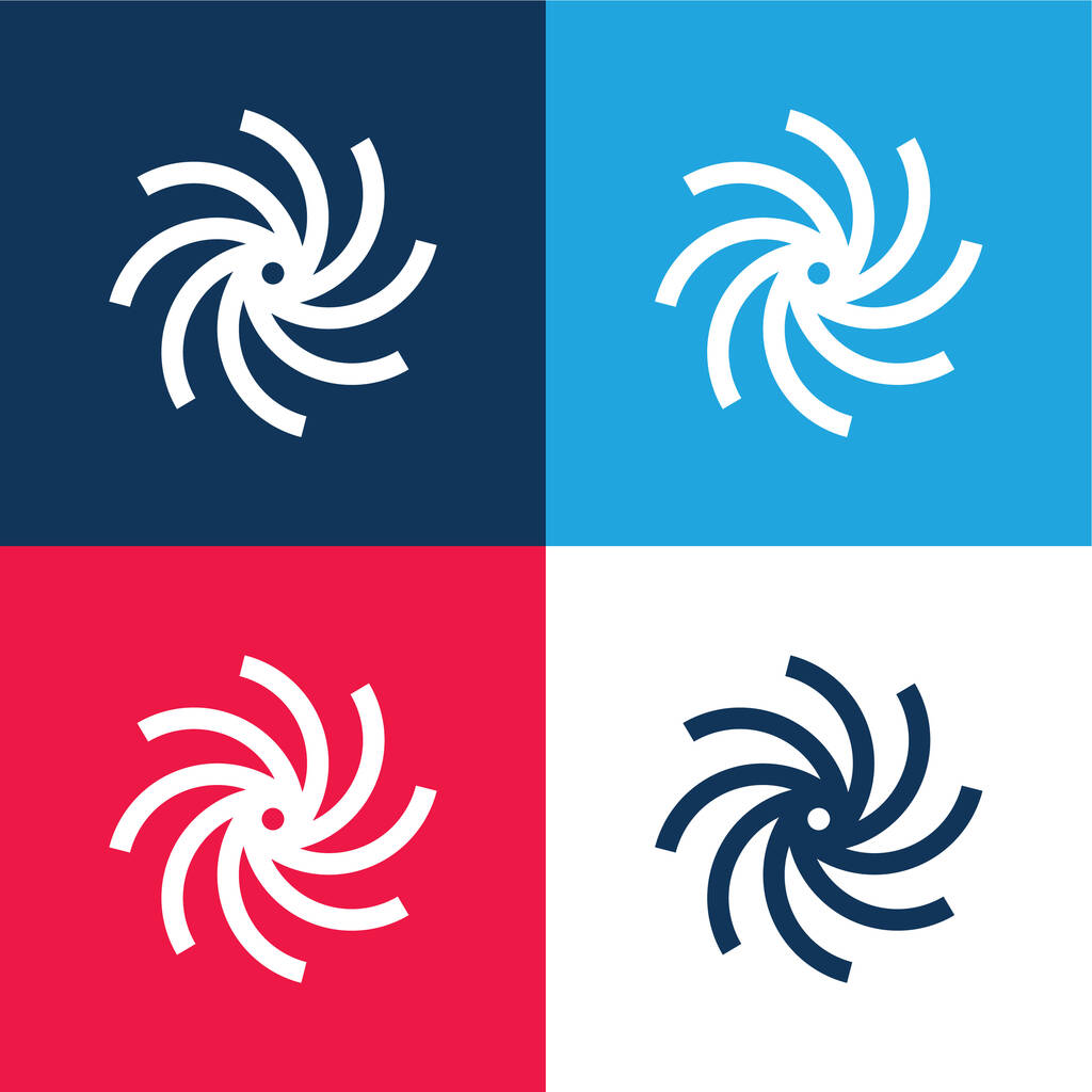 Fekete lyuk kék és piros négy szín minimális ikon készlet - Vektor, kép