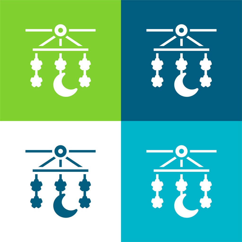Conjunto de iconos de cuatro colores de Baby Mobile Flat - Vector, Imagen