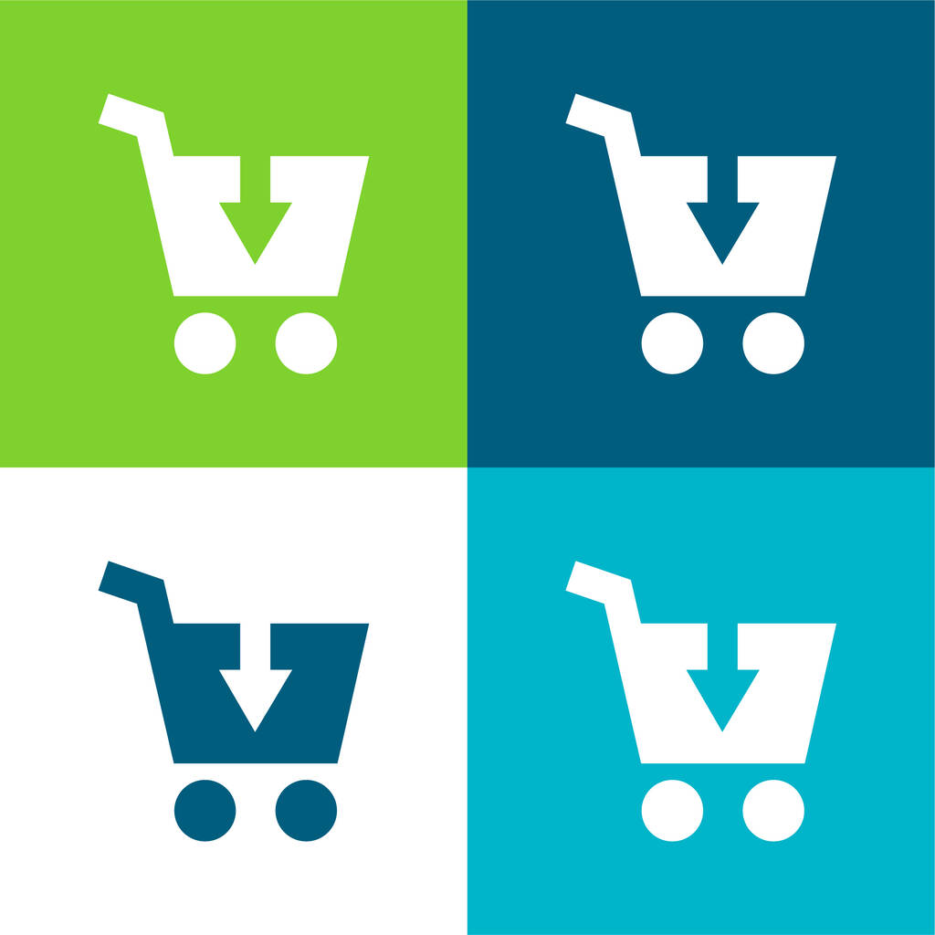 Add To Cart Flat four color minimal icon set - Vector, Image