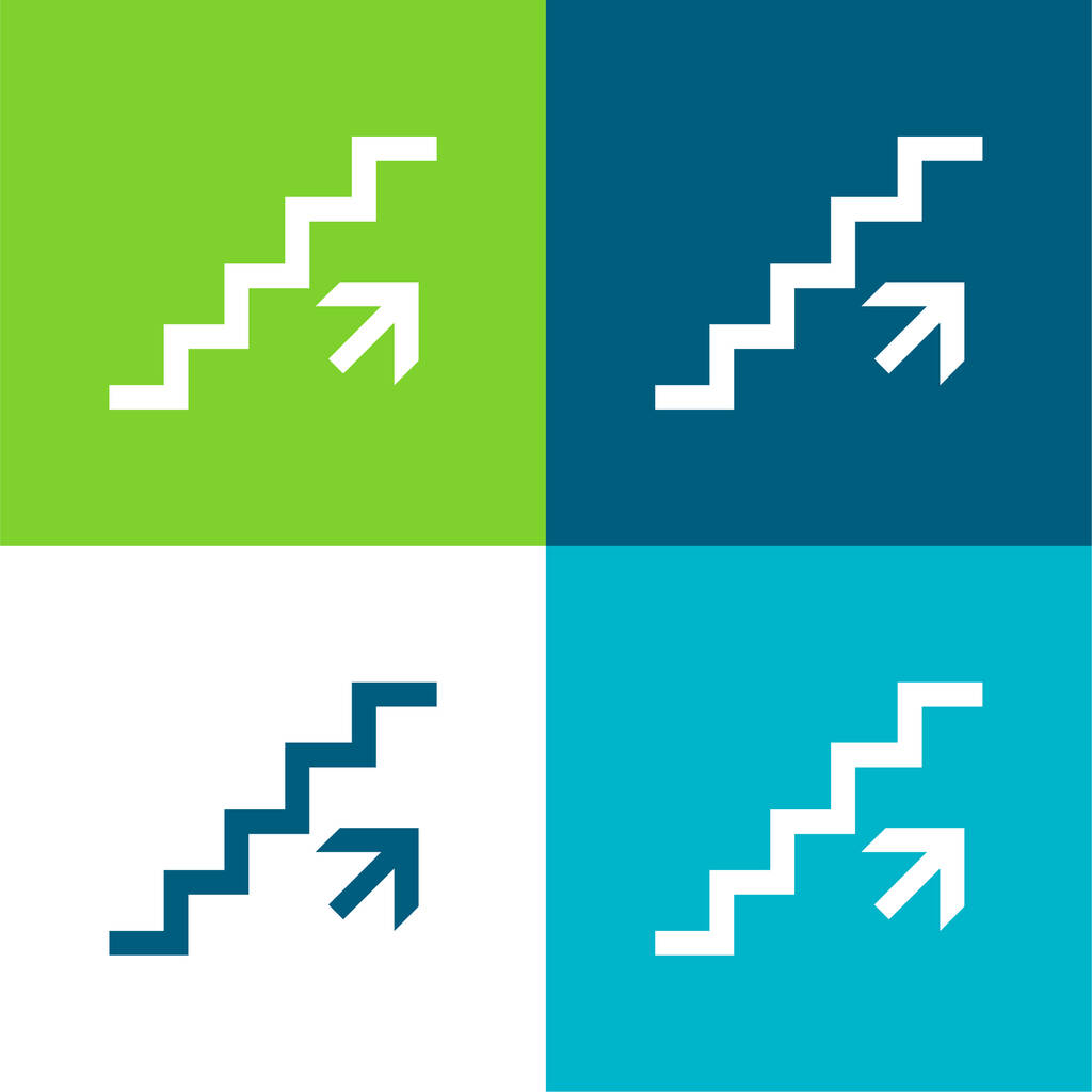 Escaleras ascendentes Señal Plano cuatro color mínimo icono conjunto - Vector, Imagen