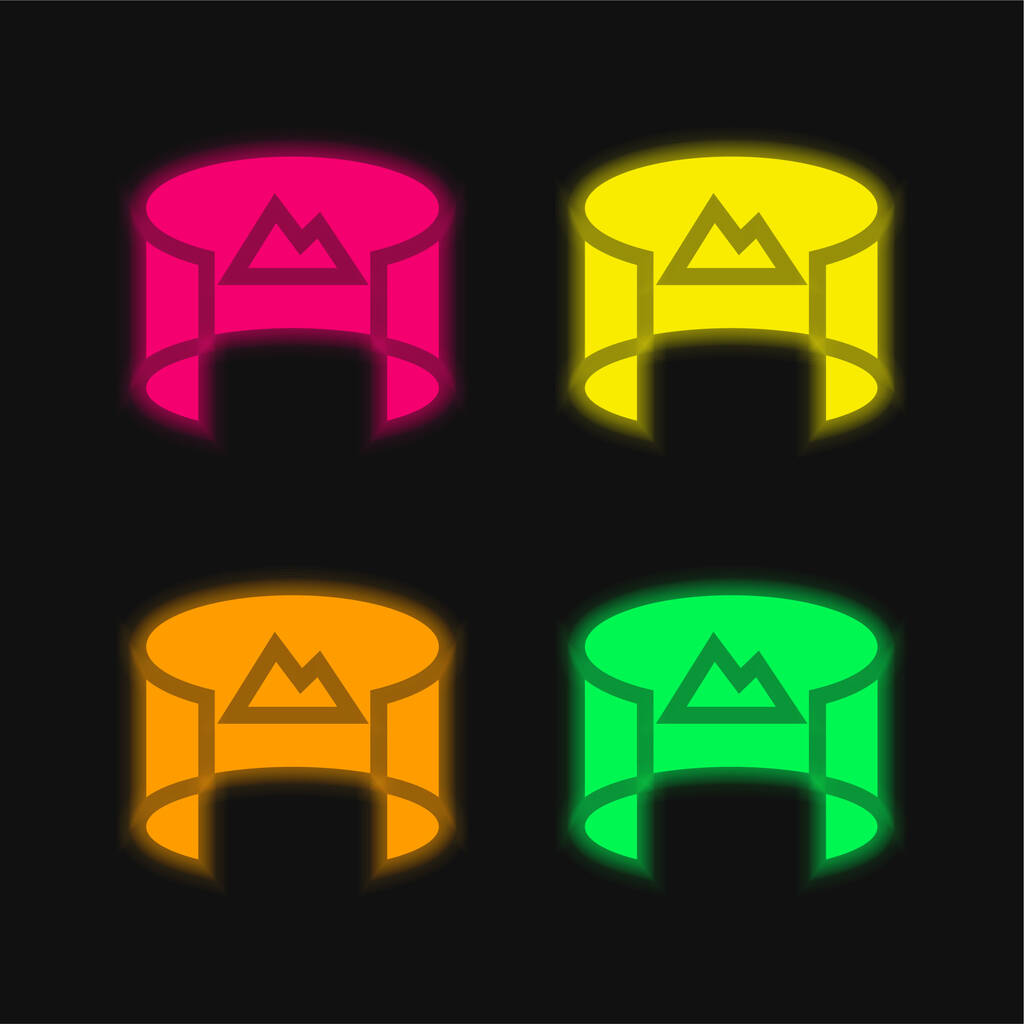 360 Visualizza quattro colori incandescente icona vettoriale al neon - Vettoriali, immagini