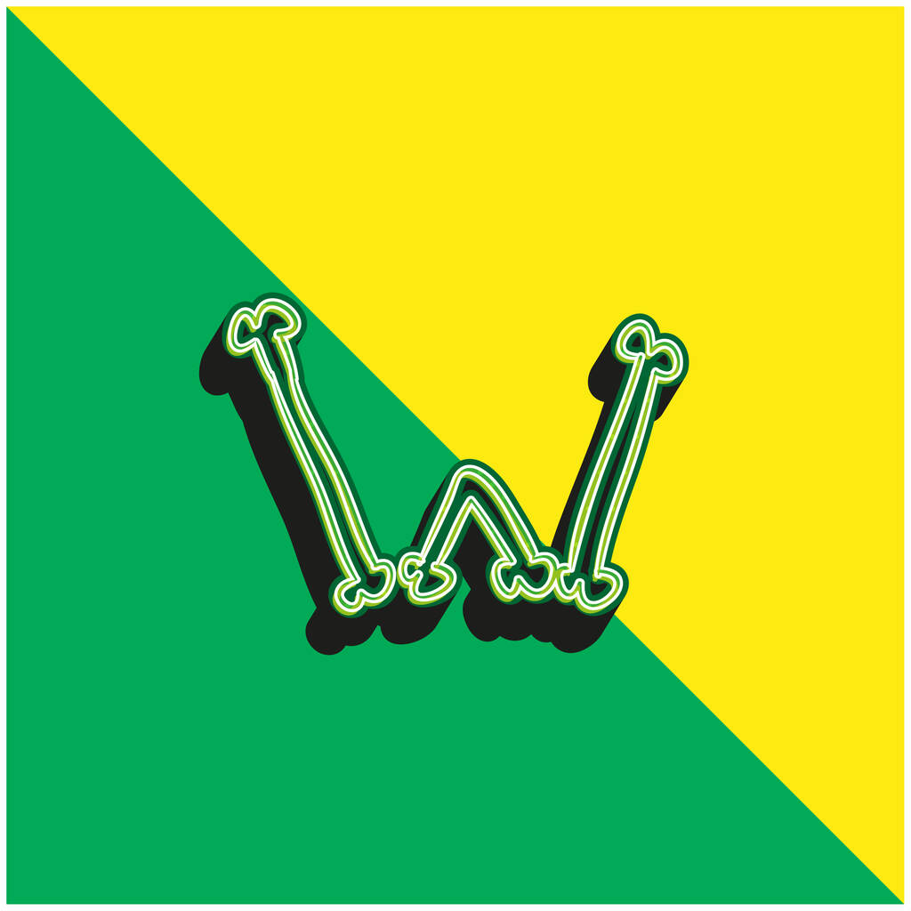 Os W contour lettre d'Halloween Typographie Vert et jaune moderne logo icône vectorielle 3d - Vecteur, image