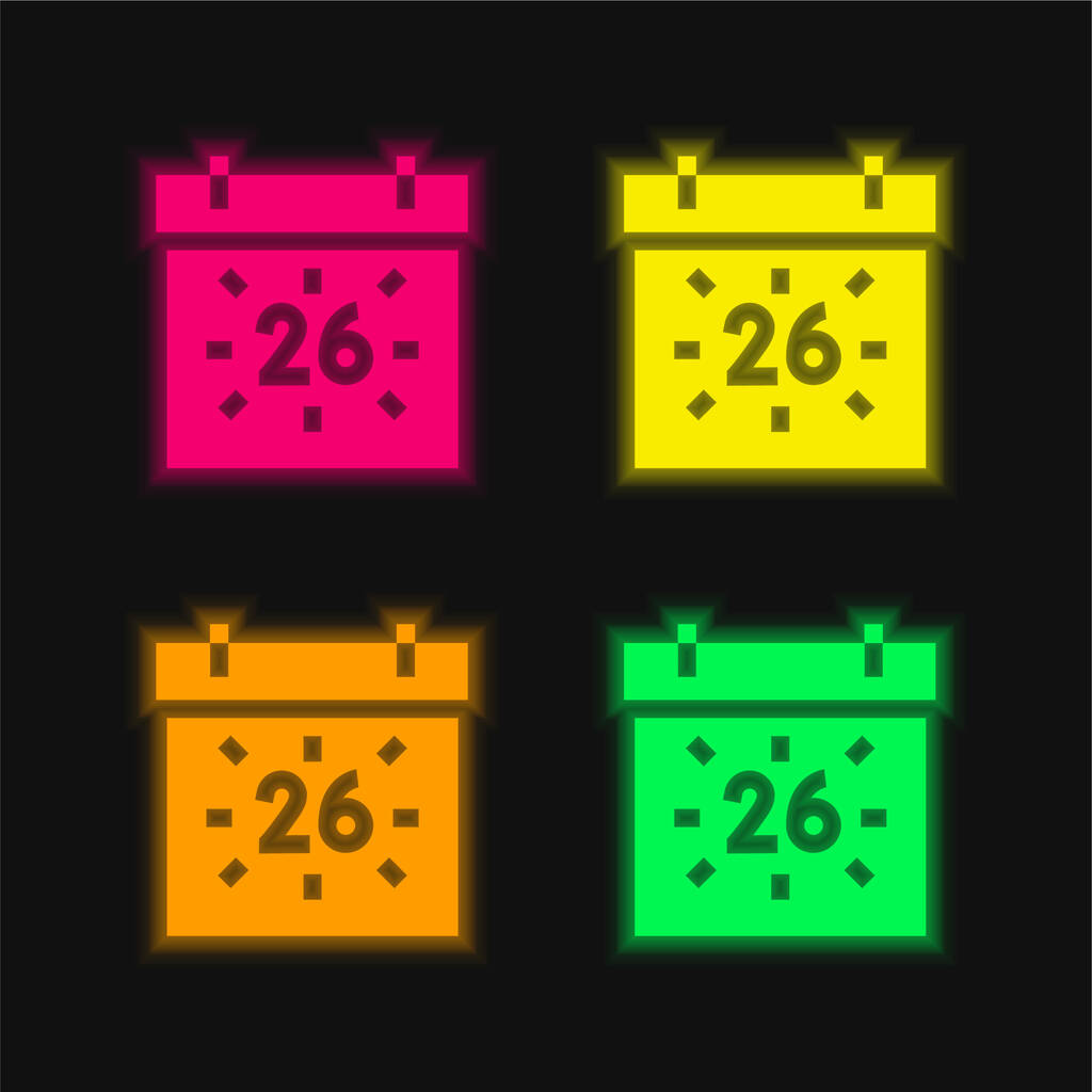 Austrálie Den čtyři barvy zářící neonový vektor ikona - Vektor, obrázek
