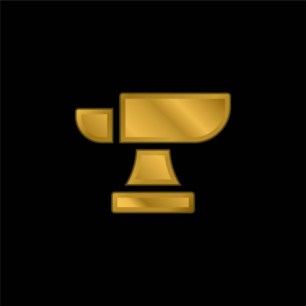 Yunque chapado en oro icono metálico o logo vector - Vector, Imagen