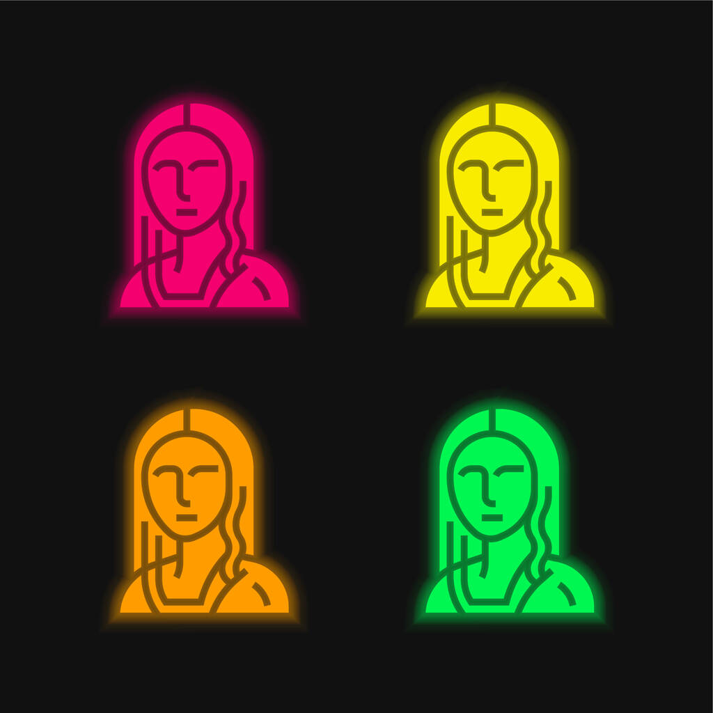 Arte quatro cores brilhante ícone vetor de néon - Vetor, Imagem