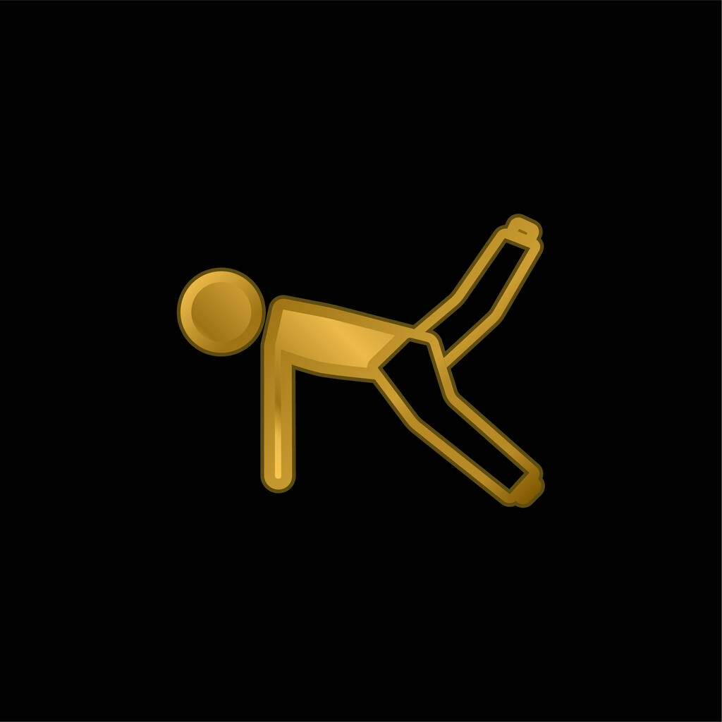 Boy On Floor Stretching Leg gold plated metalic icon or logo vector - Vector, Image