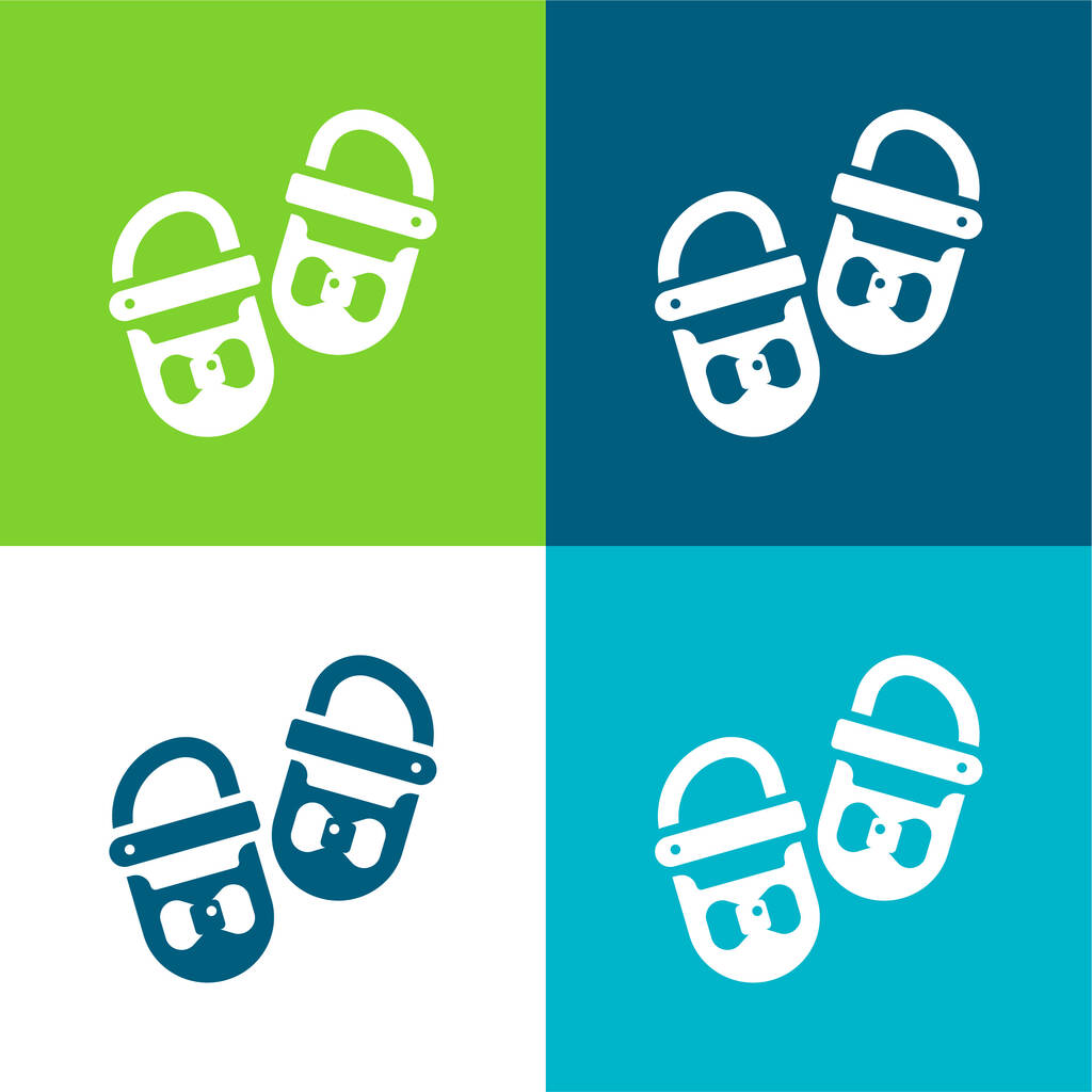 Chaussures de bébé Ensemble d'icônes minimal plat quatre couleurs - Vecteur, image