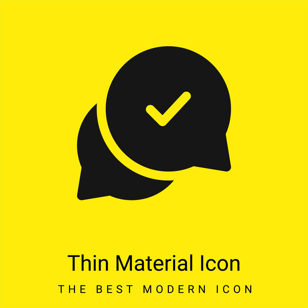 Aprovação mínima ícone de material amarelo brilhante - Vetor, Imagem