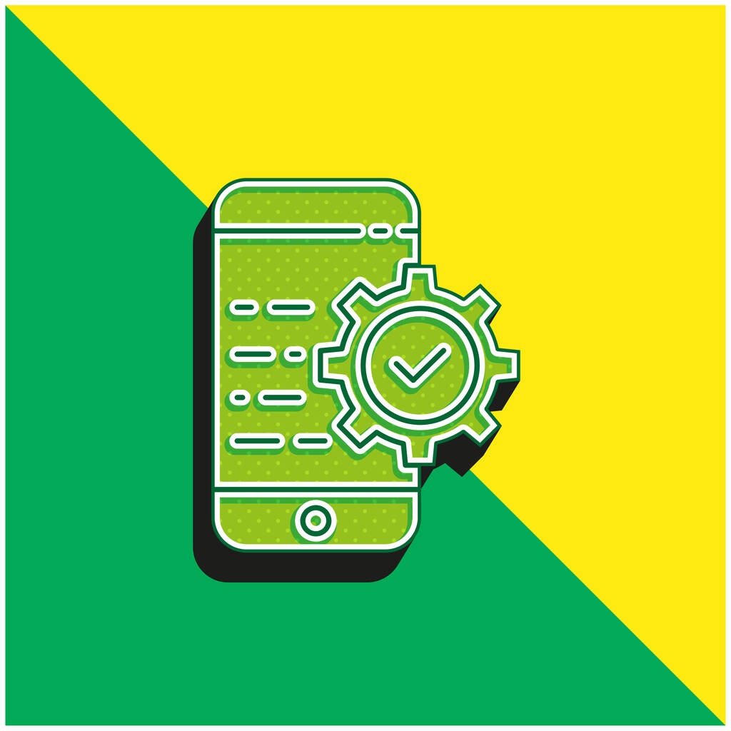 Aplicação logotipo moderno verde e amarelo do ícone do vetor 3d - Vetor, Imagem