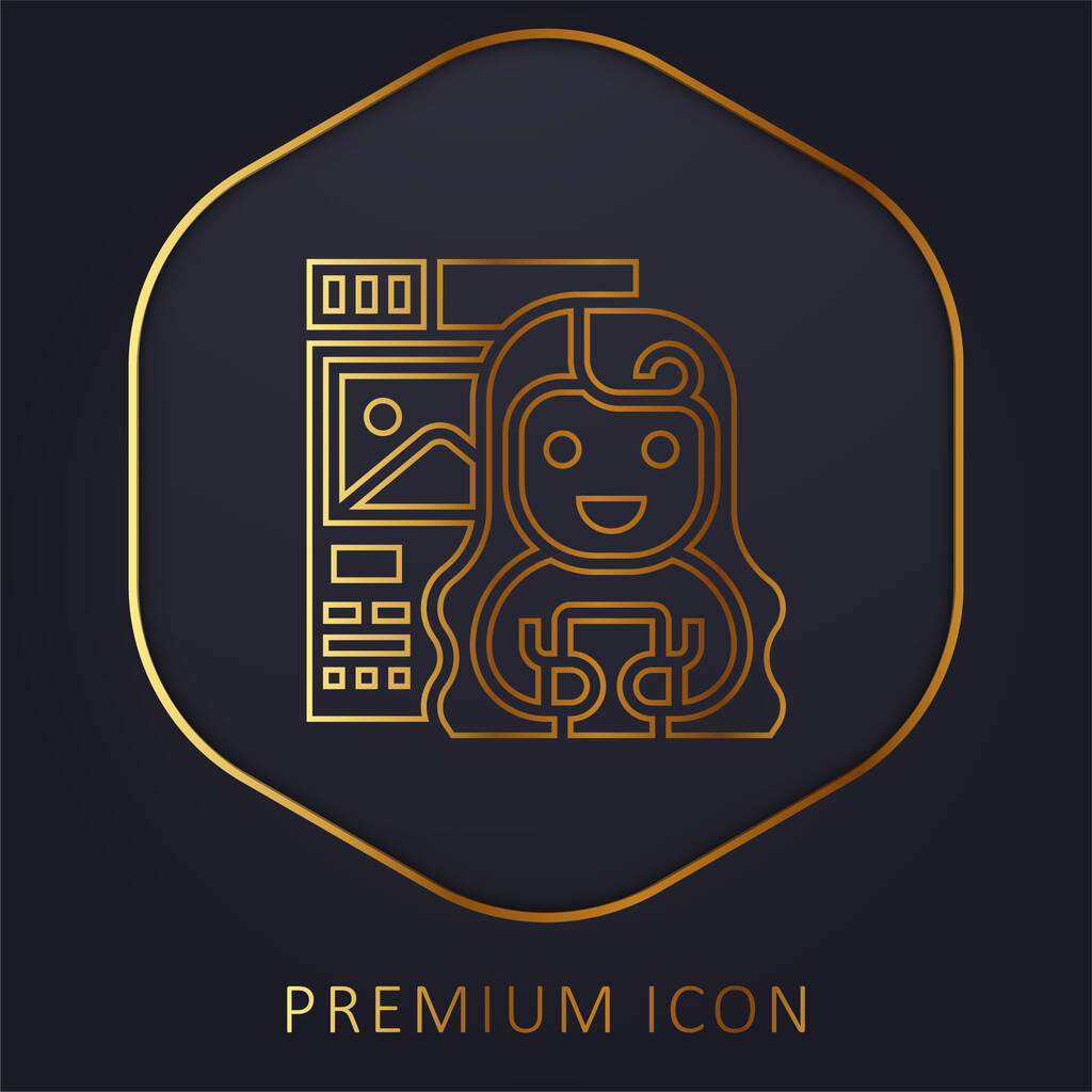 Блогер золота лінія логотип або значок преміум-класу
 - Вектор, зображення